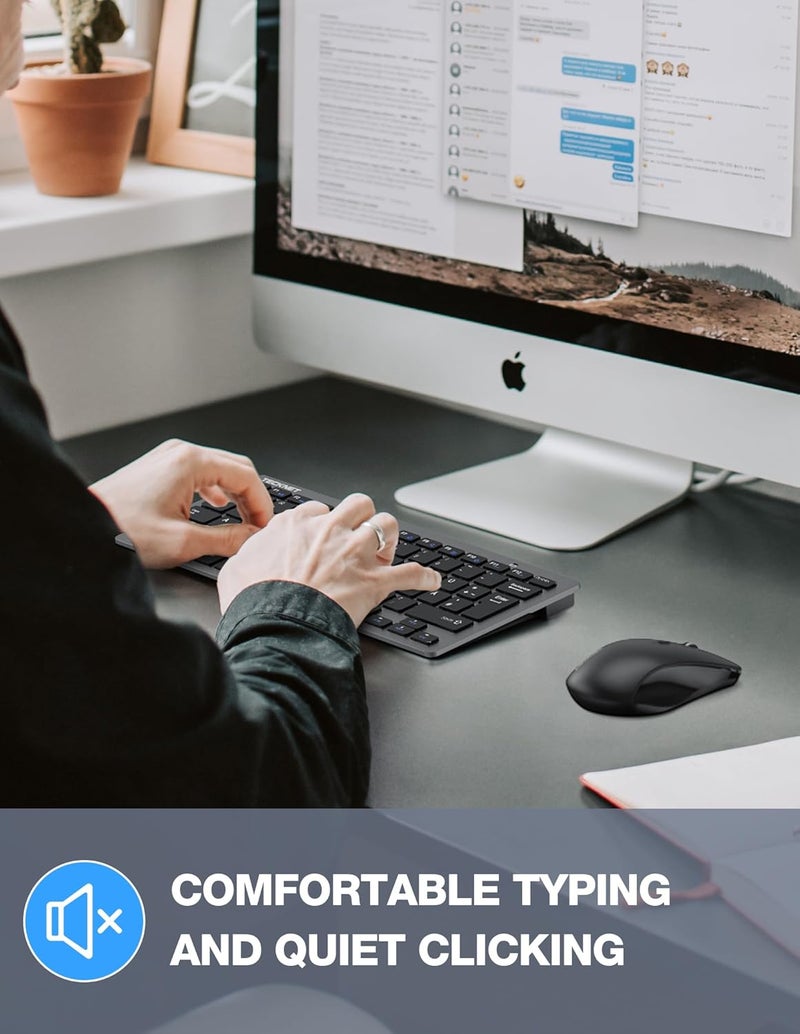 TECKNET Wireless Keyboard and Mouse Combo, Mini Cordless Computer Keyboard and Mouse Set 2.4GHz, Silent Adjustable 1600 DPI, Quiet Click, Lag-Free for Computer, Laptop, PC, Windows, Mac, Chrome OS(GS) - Image 3